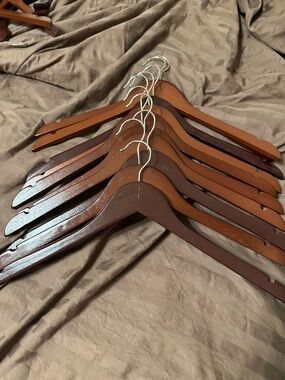 Set of Wooden Clothing Hangers in Brown Tones
